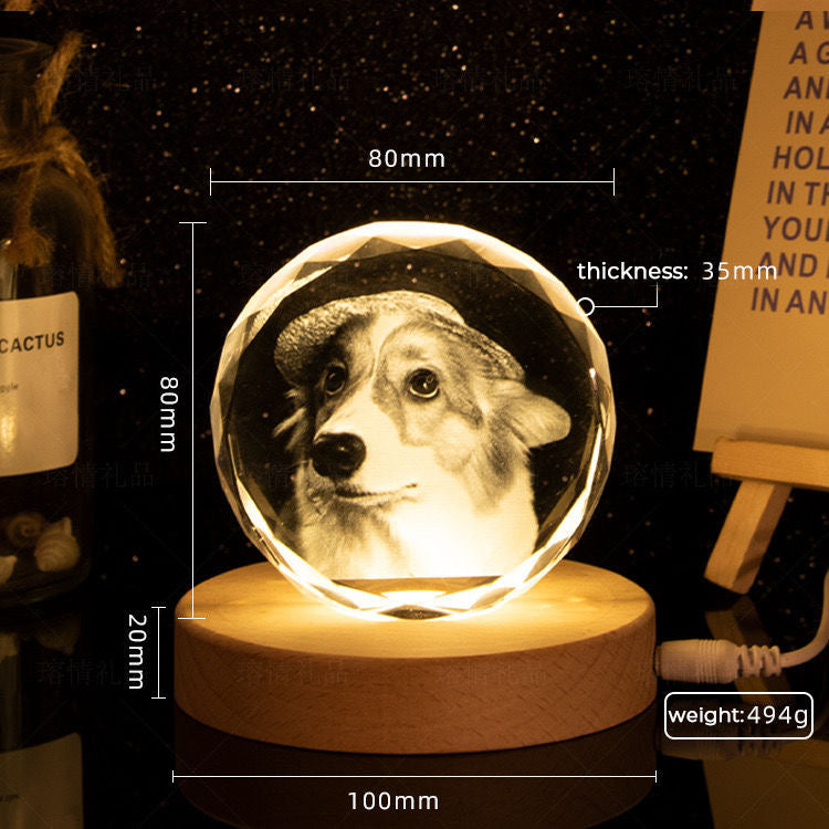 Personalized 3D Laser-Engraved Pet Photo Memorial Crystal