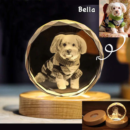 Personalized 3D Laser-Engraved Pet Photo Memorial Crystal